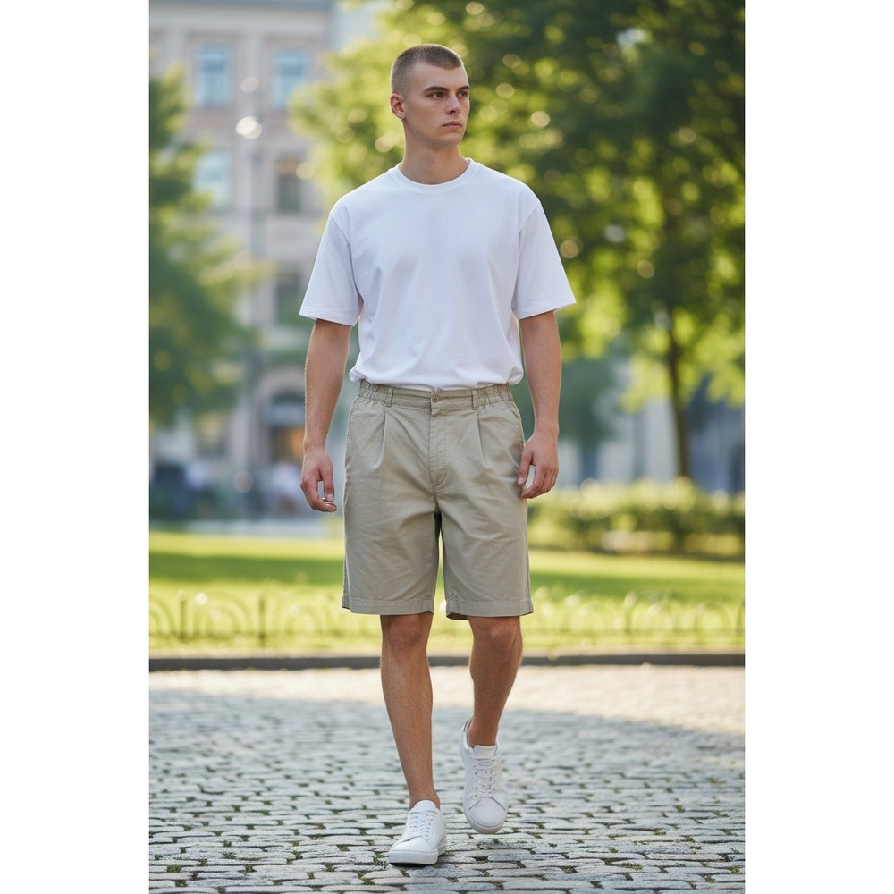 FLYERS Casual Beige Shorts - Size 42 Relaxed Fit and a Classic Design